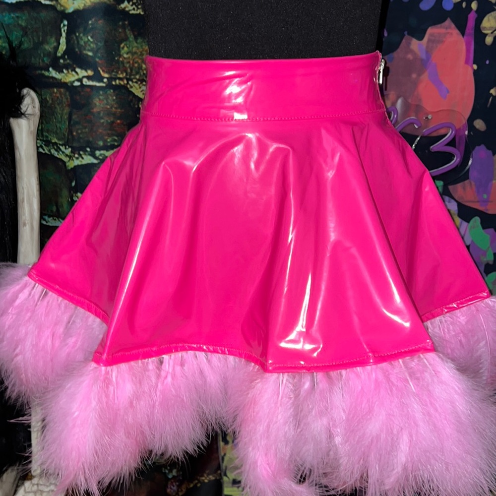 Sexy Hot Pink Marabou Rave Skirt